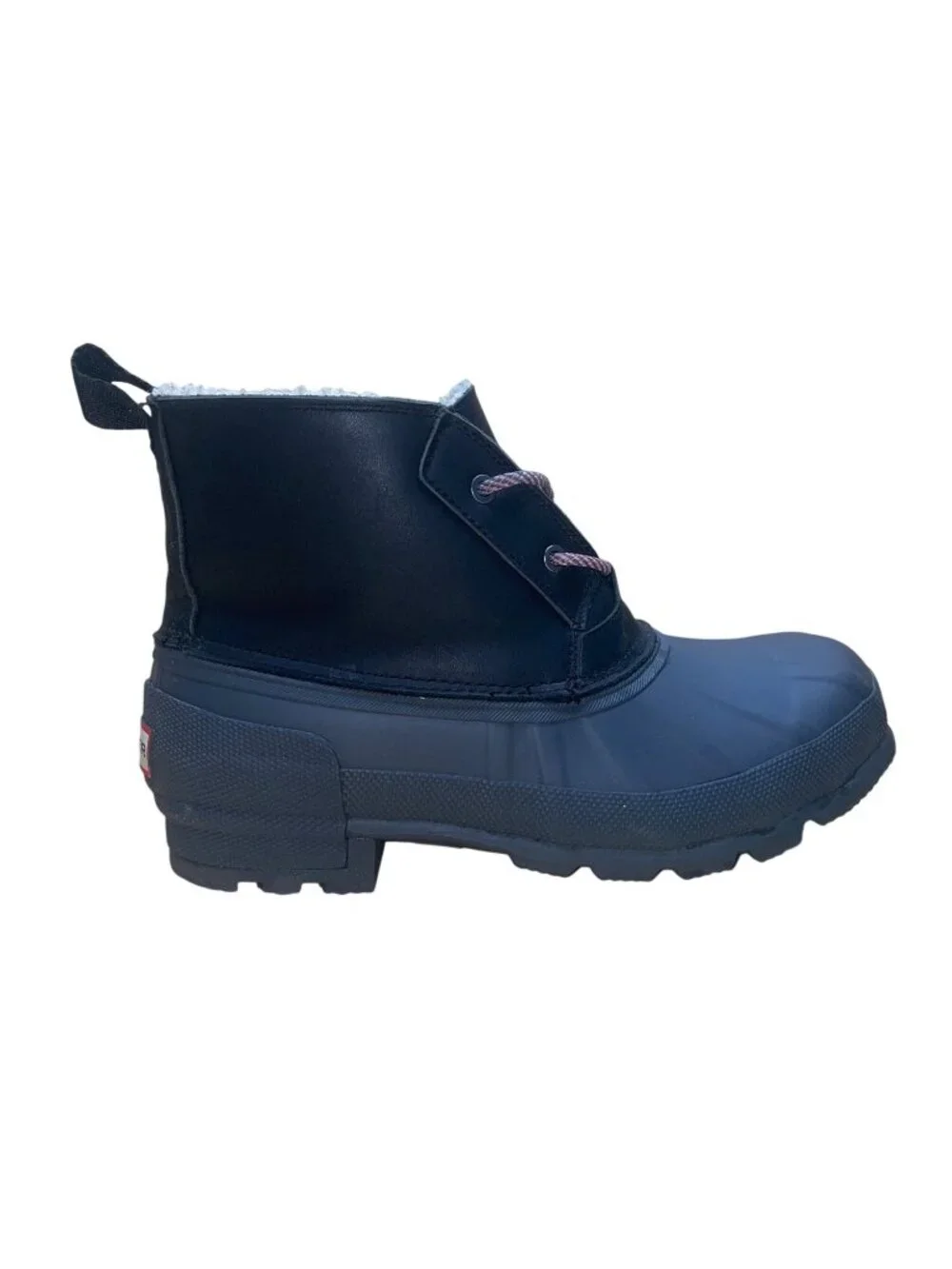 Hunter Men’s Black Rubber Insulated Lining Lace-Up Waterproof Duck Boots Size 10